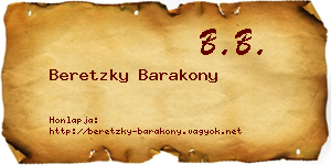 Beretzky Barakony névjegykártya